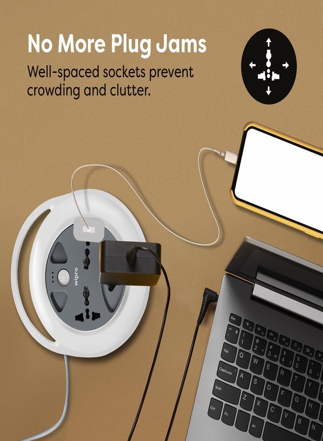 ويبرو سلك تمديد كهربائي مرن من ويبرو نورث ويست، مزود بمقبسين ثلاثي الأطراف عالميين ووحدة واحدة من مقبسين ثنائيي الأطراف، مع مفتاح رئيسي ومؤشر ضوئي | سلك نحاسي بطول 5 أمتار | شريط طاقة للمنزل والمكتب | عبوة من قطعة واحدة - Image 2